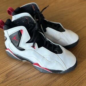 Kids White/Black/Red Basketball Sneakers - Authentic Jordan’s